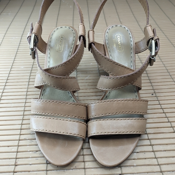 Coach "Rapture" Open Toe criss cross brown leather strap Slingback Sandal Shoe S - Picture 2 of 10